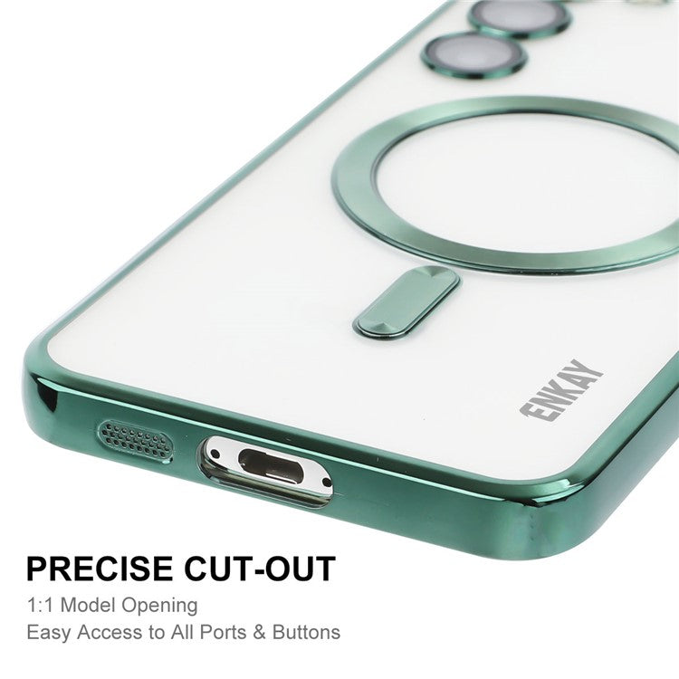 ENKAY HAT PRINCE For Samsung Galaxy S23 Electroplating Edge Camera Protection Back Cover Magnetic TPU Phone Case Compatible with Magsafe - Silver