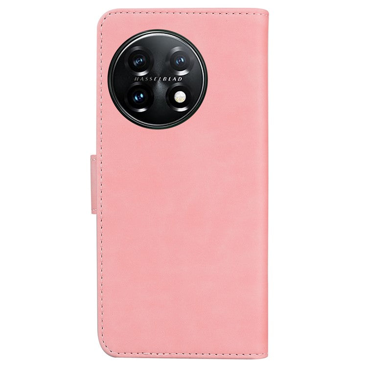 For OnePlus 11 5G Butterfly Printing Skin-friendly Flip Leather Wallet Cover Anti-drop Phone Case Stand - Pink