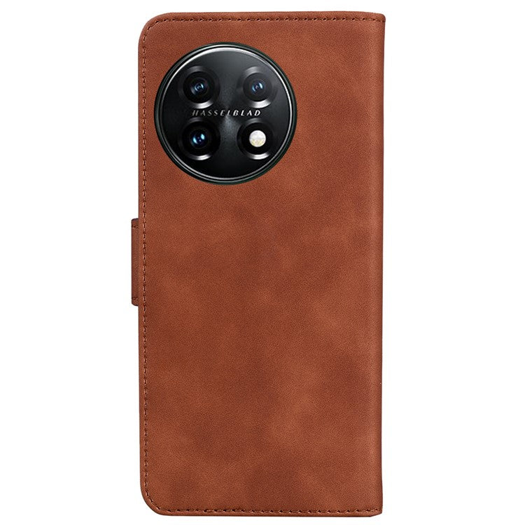 For OnePlus 11 5G Butterfly Printing Skin-friendly Flip Leather Wallet Cover Anti-drop Phone Case Stand - Brown