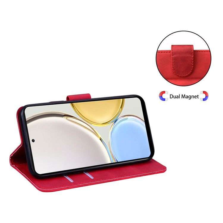 For Honor 70 5G PU Leather Wallet Phone Case Butterfly Pattern TPU Interior Stand Cover - Red