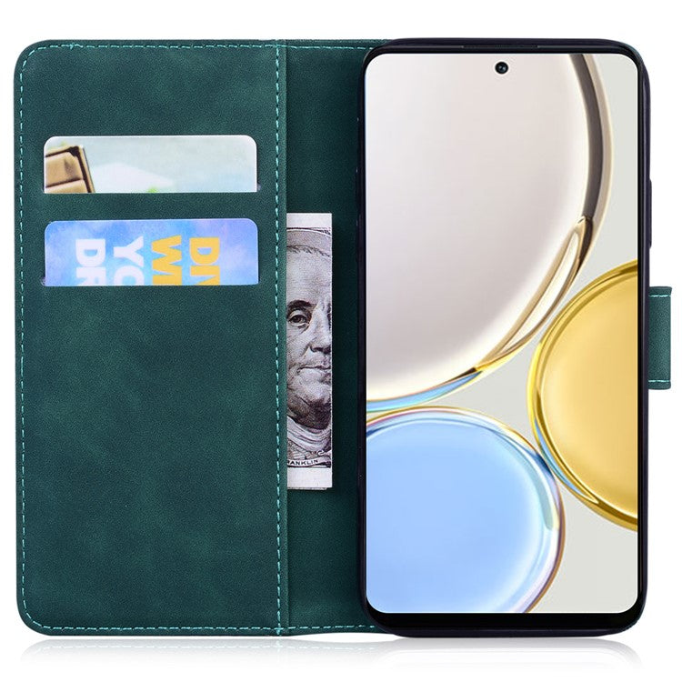 For Honor 70 5G PU Leather Flip Cover Tiger Pattern Imprinted Wallet Stand Protective Phone Case - Green