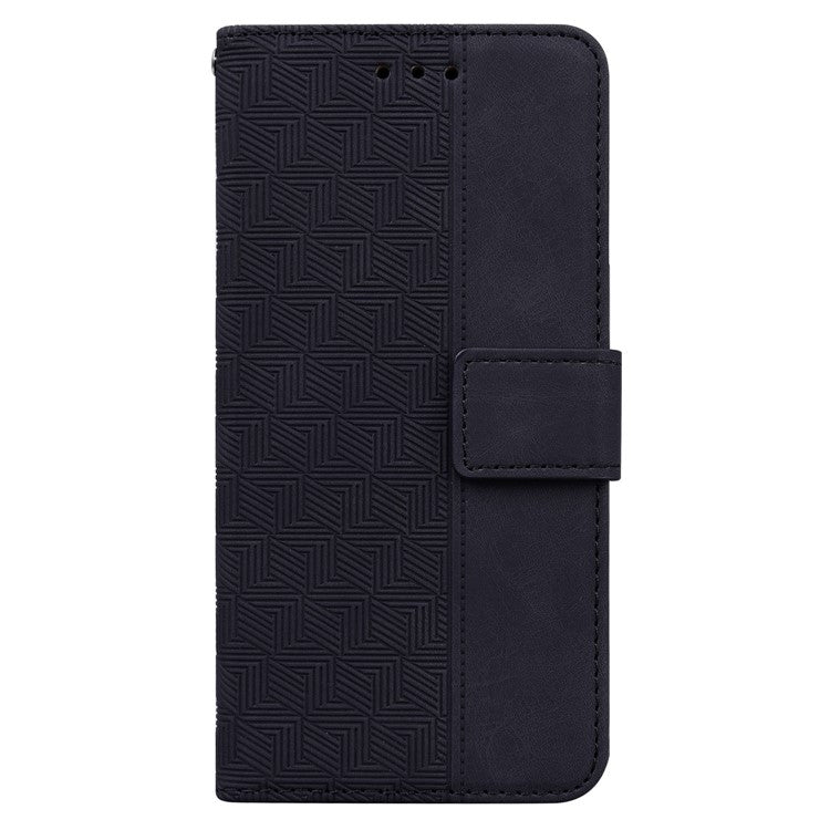 For Honor X8 5G Anti-Scratch Imprinted Leather Phone Case Phone Wallet Stand Cover - Black