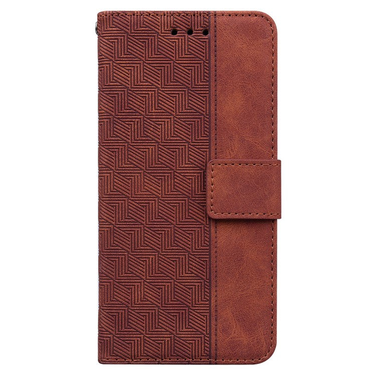 For Honor X8 5G Anti-Scratch Imprinted Leather Phone Case Phone Wallet Stand Cover - Brown