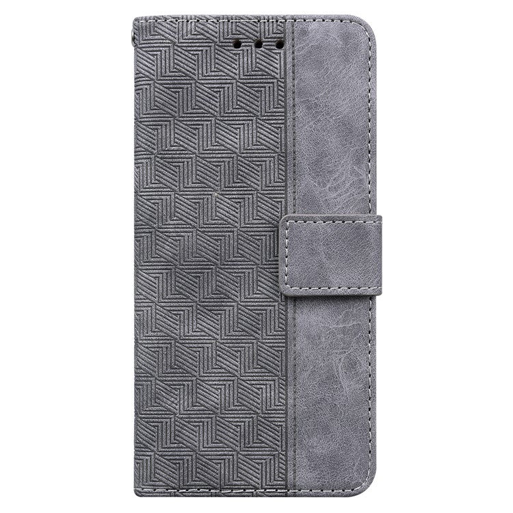 For Honor X8 5G Anti-Scratch Imprinted Leather Phone Case Phone Wallet Stand Cover - Grey