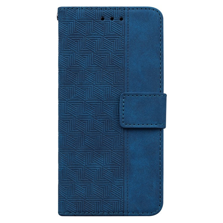 For Honor X8 5G Anti-Scratch Imprinted Leather Phone Case Phone Wallet Stand Cover - Blue