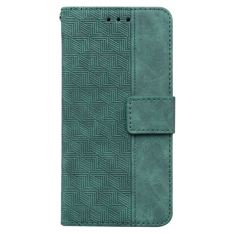 For Honor X8 5G Anti-Scratch Imprinted Leather Phone Case Phone Wallet Stand Cover - Green