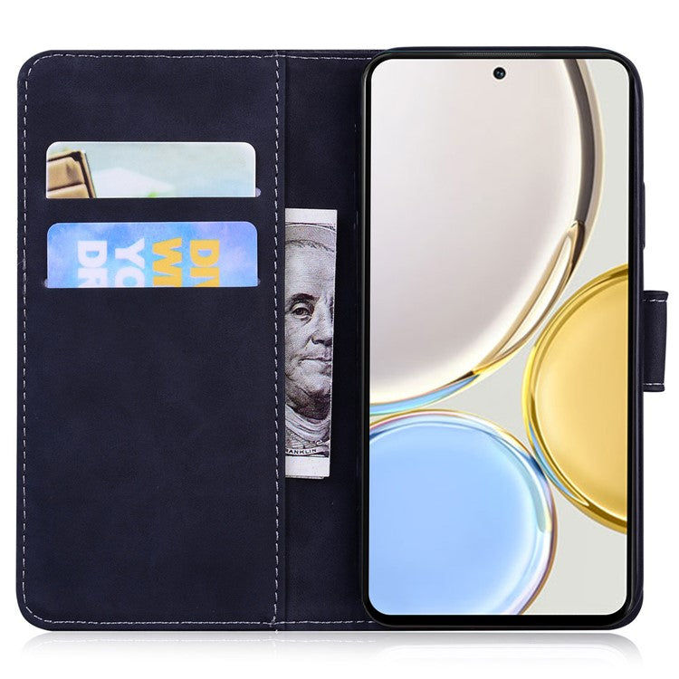 For Honor X8 5G Butterfly Pattern Printing TPU+PU Leather Phone Case Wallet Phone Stand Cover - Black
