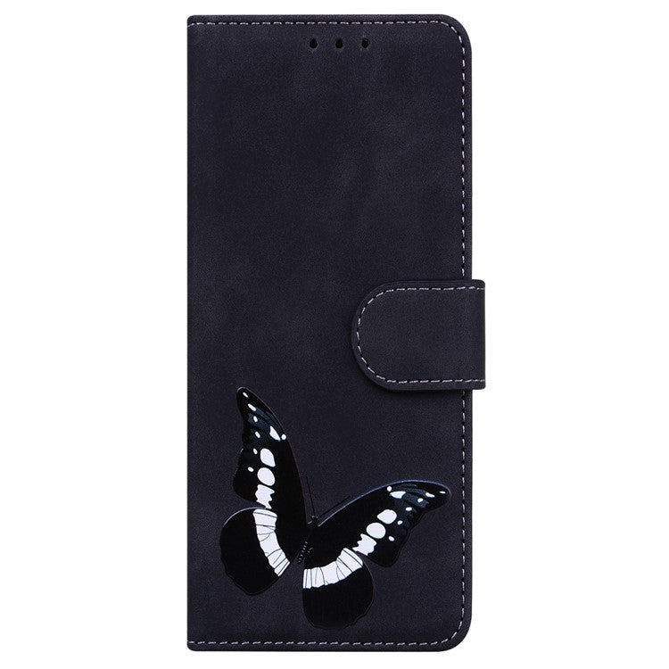 For Honor X8 5G Butterfly Pattern Printing TPU+PU Leather Phone Case Wallet Phone Stand Cover - Black