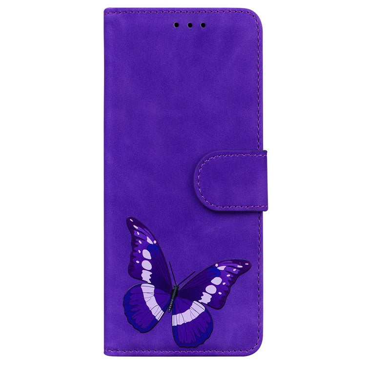 For Honor X8 5G Butterfly Pattern Printing TPU+PU Leather Phone Case Wallet Phone Stand Cover - Purple