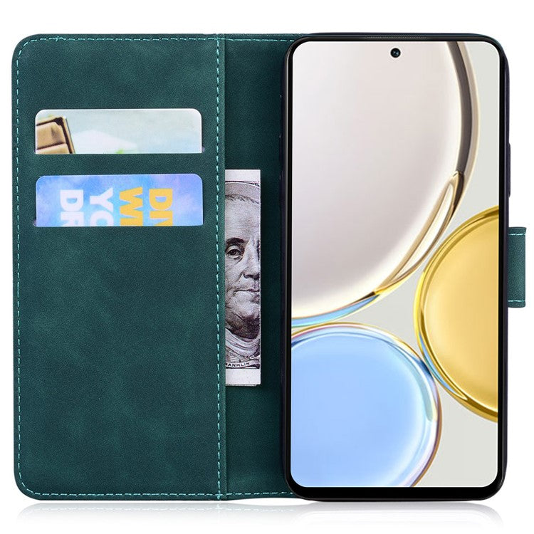 For Honor X8 5G Butterfly Pattern Printing TPU+PU Leather Phone Case Wallet Phone Stand Cover - Green