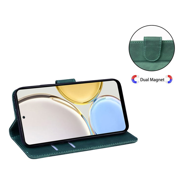 For Honor X8 5G Butterfly Pattern Printing TPU+PU Leather Phone Case Wallet Phone Stand Cover - Green