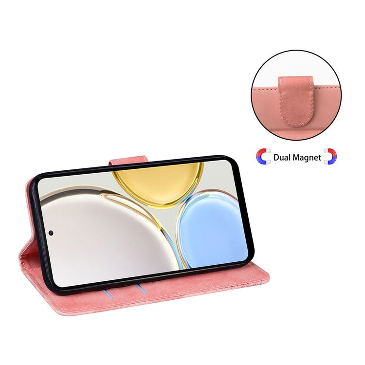 For Honor X8 5G Butterfly Pattern Printing TPU+PU Leather Phone Case Wallet Phone Stand Cover - Pink