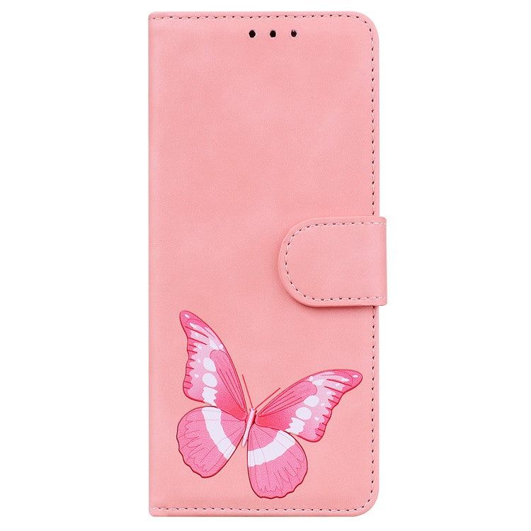 For Honor X8 5G Butterfly Pattern Printing TPU+PU Leather Phone Case Wallet Phone Stand Cover - Pink