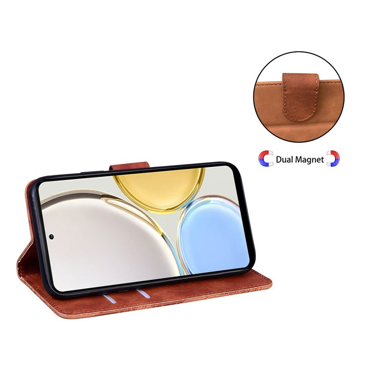 For Honor X8 5G Butterfly Pattern Printing TPU+PU Leather Phone Case Wallet Phone Stand Cover - Brown