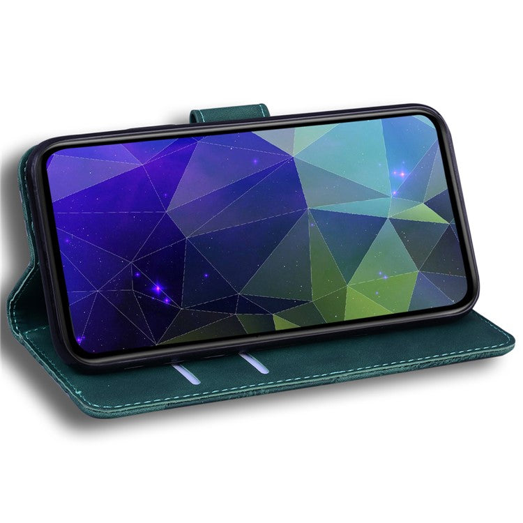 For Honor X8 5G Anti-Fingerprint Leather Phone Case Solid Color Stand Wallet Cover - Green