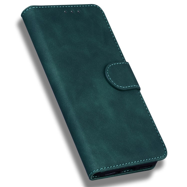 For Honor X8 5G Anti-Fingerprint Leather Phone Case Solid Color Stand Wallet Cover - Green