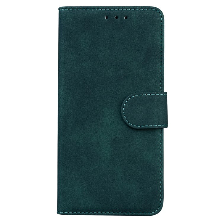 For Honor X8 5G Anti-Fingerprint Leather Phone Case Solid Color Stand Wallet Cover - Green