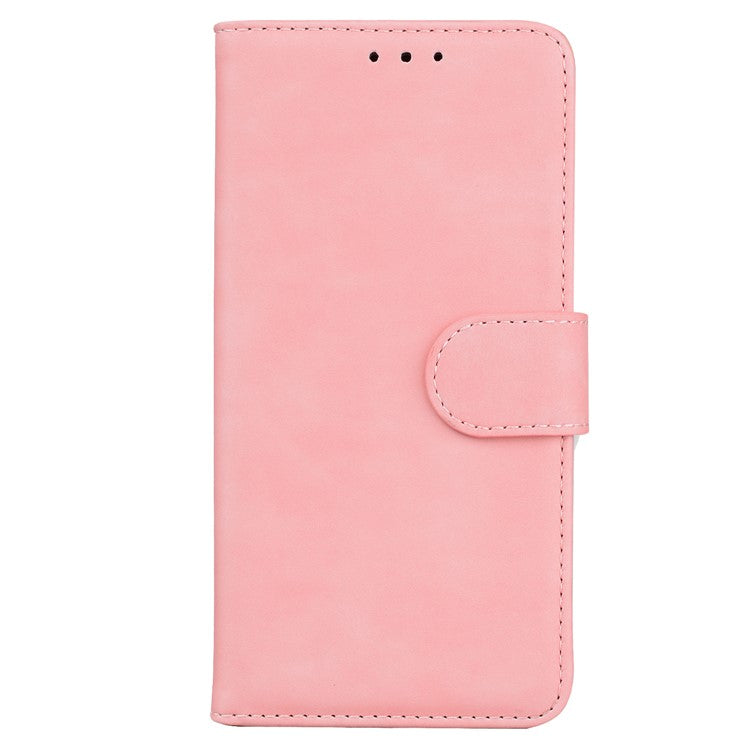 For Honor X8 5G Anti-Fingerprint Leather Phone Case Solid Color Stand Wallet Cover - Pink