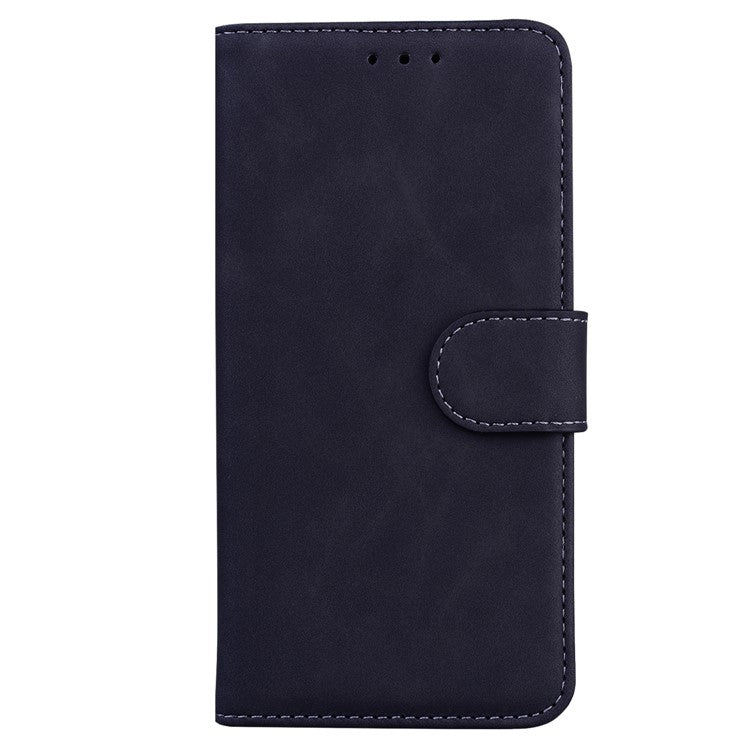 For Honor X8 5G Anti-Fingerprint Leather Phone Case Solid Color Stand Wallet Cover - Black