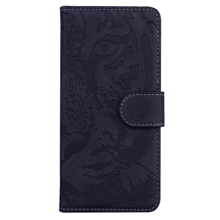 For Honor X8 5G Cell Phone Case Stand Wallet Tiger Pattern Imprinted PU Leather Flip Phone Cover - Black