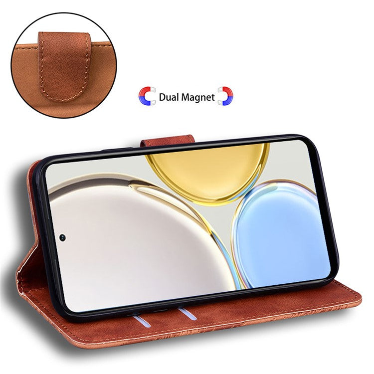 For Honor X8 5G Cell Phone Case Stand Wallet Tiger Pattern Imprinted PU Leather Flip Phone Cover - Brown