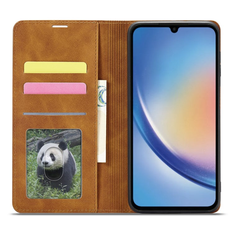 FORWENW Fantasy Series for Samsung Galaxy A34 5G Foldable Stand Wallet Case Skin-touch Leather Phone Cover - Brown