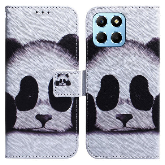 For Honor X8 5G PU Leather Folio Wallet Case Pattern Printing Stand Phone Cover Shell - Panda