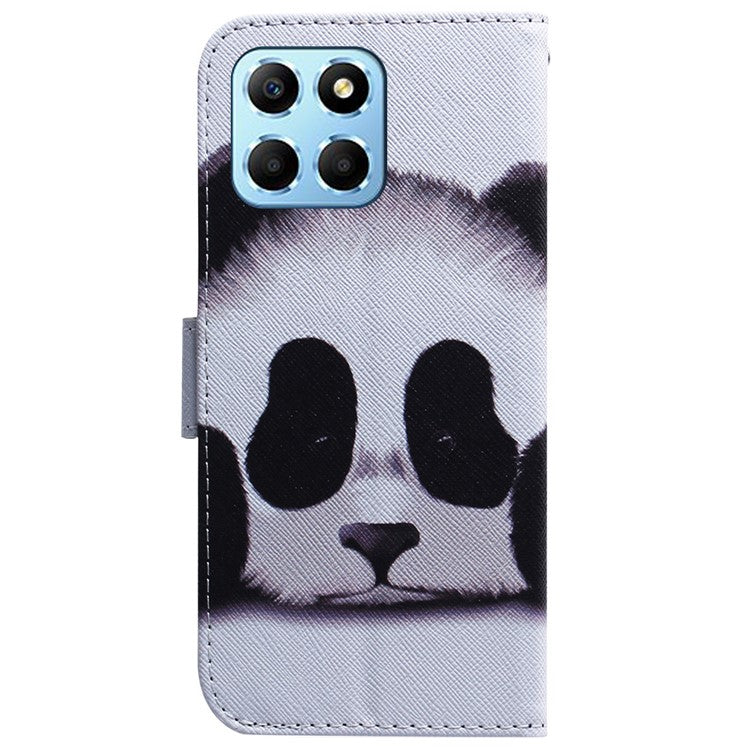 For Honor X8 5G PU Leather Folio Wallet Case Pattern Printing Stand Phone Cover Shell - Panda