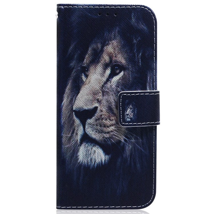 For Honor X8 5G PU Leather Folio Wallet Case Pattern Printing Stand Phone Cover Shell - Lion