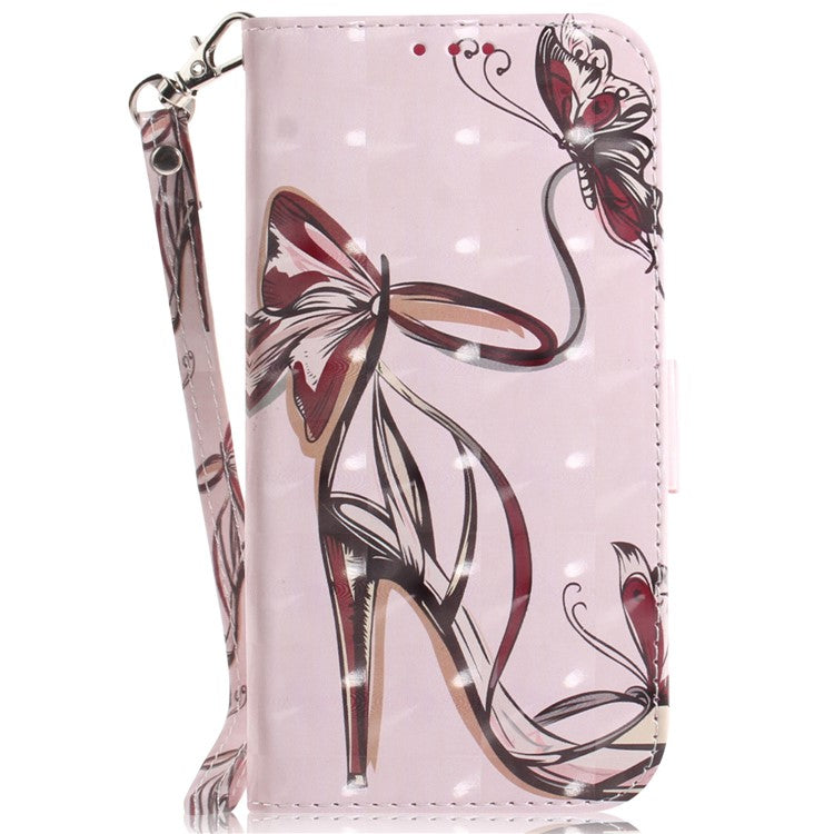 PU Leather Case for Honor X8 5G Protective Shell Wallet Phone Flip Cover with Strap - Butterfly High Heels
