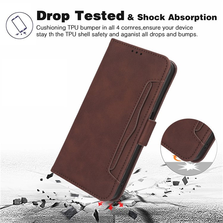 For OnePlus 11R 5G / Ace 2 5G PU Leather Stand Cover Multiple Card Slots Phone Wallet Case - Brown