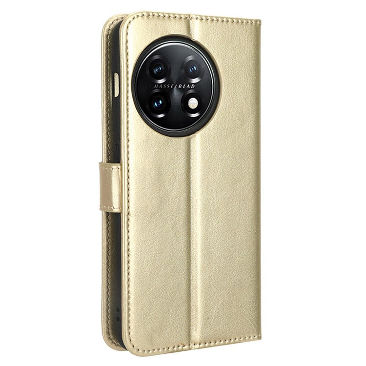 For OnePlus Ace 2 5G / 11R 5G PU Leather Wallet Flip Stand Cover Crazy Horse Texture Phone Case - Gold