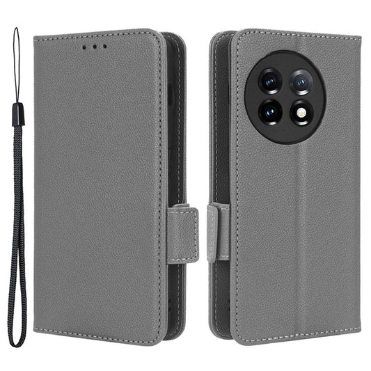For OnePlus Ace 2 5G / 11R 5G Phone Case Folding Stand Litchi Texture Leather Wallet Phone Cover - Grey