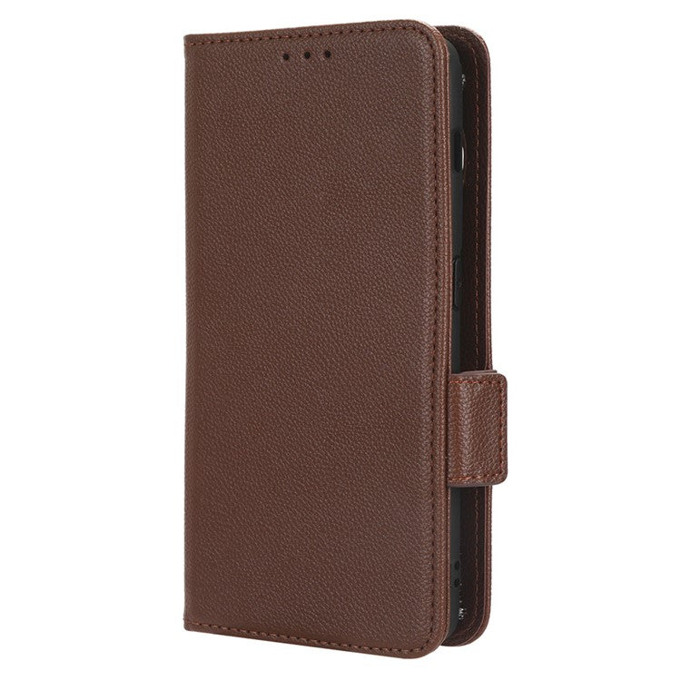 For OnePlus Ace 2 5G / 11R 5G Phone Case Folding Stand Litchi Texture Leather Wallet Phone Cover - Brown