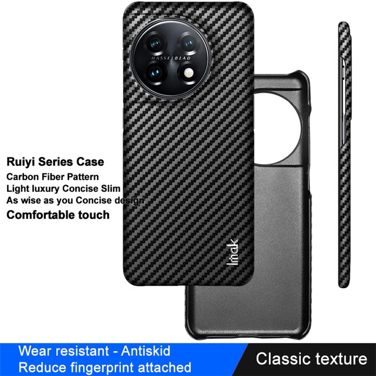 IMAK Ruiyi Series for OnePlus 11 5G Carbon Fiber Texture Phone Case Leather Coated PC Anti-drop Phone Cover