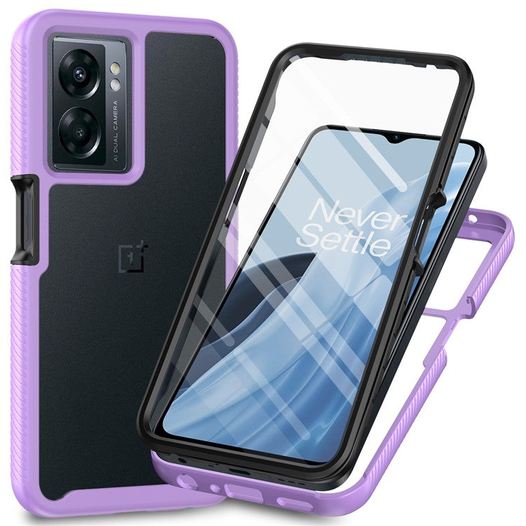 For OnePlus Nord N300 5G / Oppo A57 4G / A57 (2022) 5G / A57s 4G Phone Case PC + TPU Phone Cover with PET Screen Protector - Purple