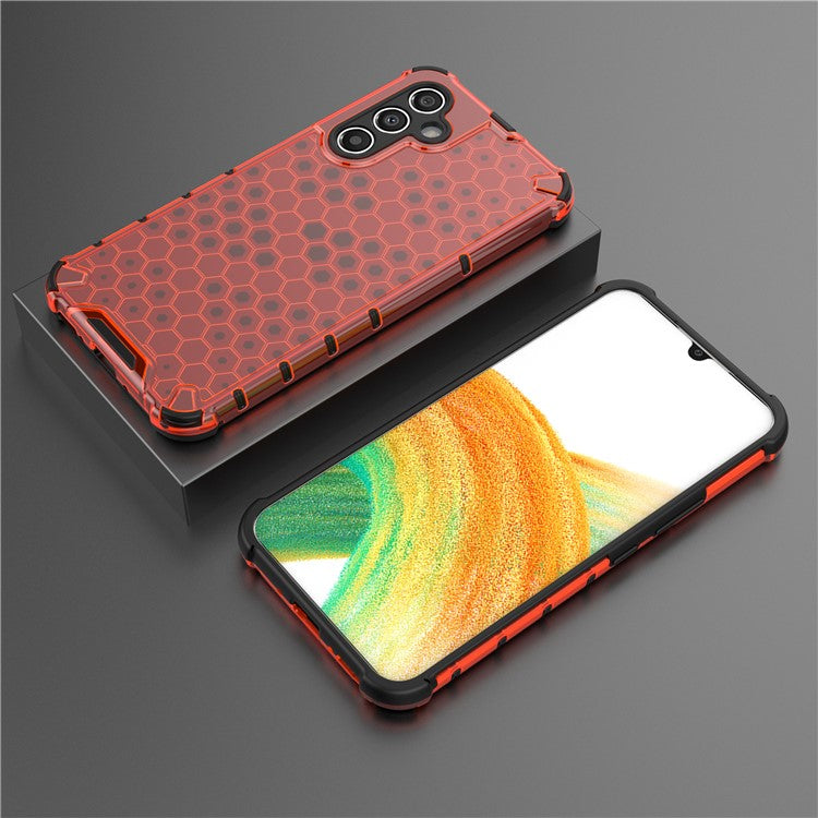 For Samsung Galaxy A54 5G Honeycomb Texture TPU+PC Phone Case Shockproof Back Cover - Red