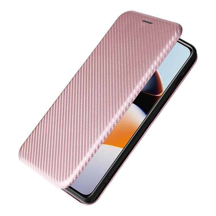 For OnePlus Ace 2 5G / 11R 5G Card Holder Phone Cover Carbon Fiber Texture Leather Phone Stand Case - Rose Gold