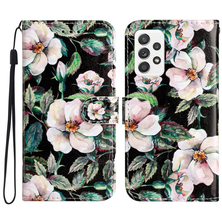 For Samsung Galaxy A52s 5G / A52 4G / 5G Pattern Printing Anti-drop Phone Case Leather Wallet Stand Cover - Magnolia