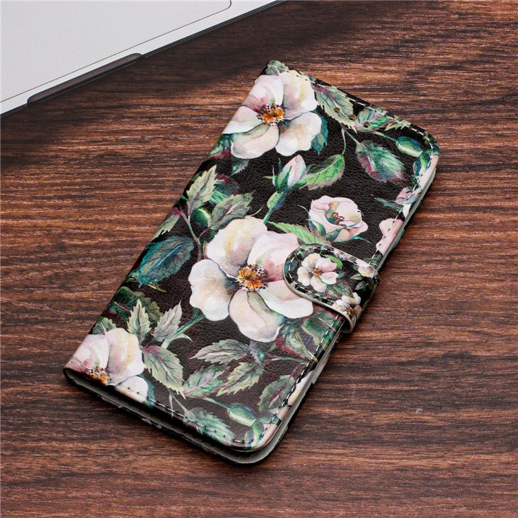For Samsung Galaxy A52s 5G / A52 4G / 5G Pattern Printing Anti-drop Phone Case Leather Wallet Stand Cover - Magnolia