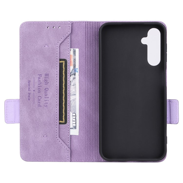 For Samsung Galaxy A24 4G (162.1 x 77.6 x 8.3mm) Cell Phone Case Hardware Decor PU Leather Stand Wallet Phone Cover - Purple