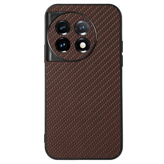 For OnePlus Ace 2 5G / 11R 5G PU Leather Coated TPU Drop-proof Cover Carbon Fiber Texture Phone Case - Brown