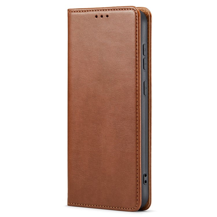 FIERRE SHANN for Samsung Galaxy S23 Phone Stand Case Wallet Protective Leather Phone Cover - Brown