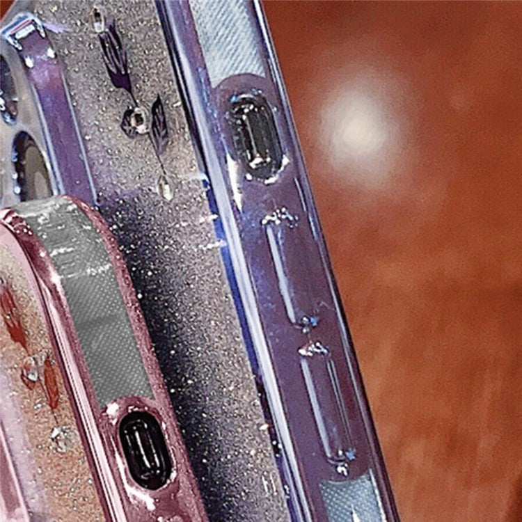 KADEM Flower Gradient Glitter Powder Phone Case for Samsung Galaxy A73 5G , Rhinestone Decor Phone Cover - Purple