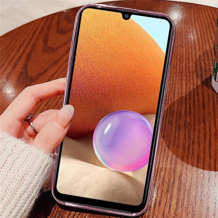 KADEM For Samsung Galaxy A52 4G / A52s 5G / A52 5G Rhinestone Decor Gradient Glitter Powder TPU Cover Flower Pattern Phone Case - Purple