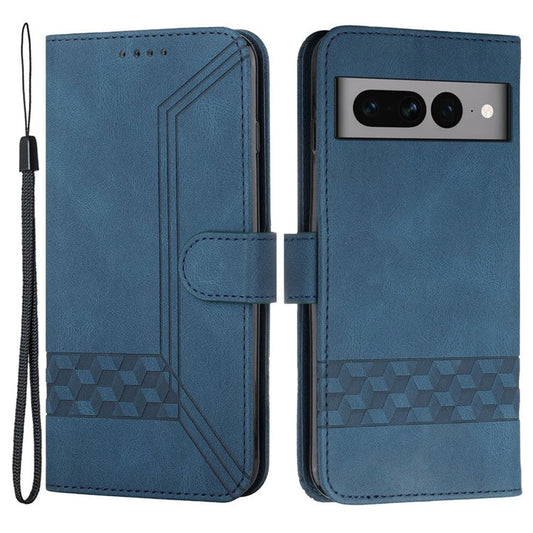 YX0010 Series for Google Pixel 7 Pro 5G Wallet Phone Case Pattern Imprinted Stand PU Leather Magnetic Flip Cover - Sapphire