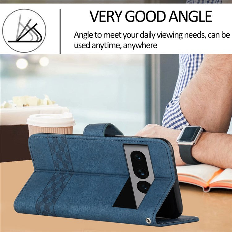 YX0010 Series for Google Pixel 7 Pro 5G Wallet Phone Case Pattern Imprinted Stand PU Leather Magnetic Flip Cover - Sapphire