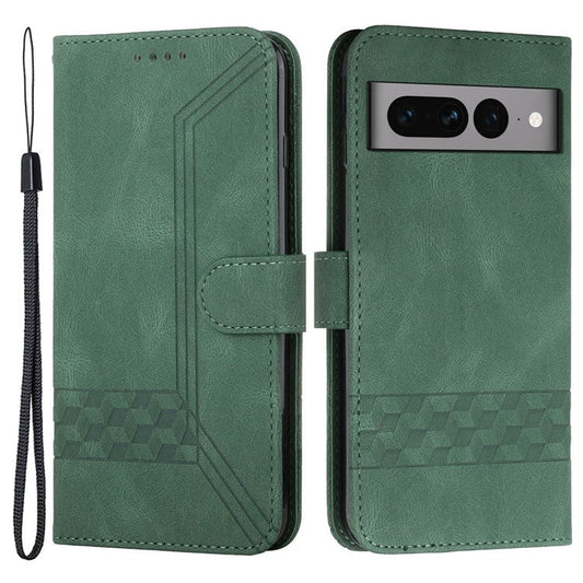 YX0010 Series for Google Pixel 7 Pro 5G Wallet Phone Case Pattern Imprinted Stand PU Leather Magnetic Flip Cover - Blackish Green