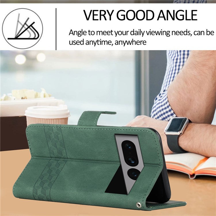 YX0010 Series for Google Pixel 7 Pro 5G Wallet Phone Case Pattern Imprinted Stand PU Leather Magnetic Flip Cover - Blackish Green
