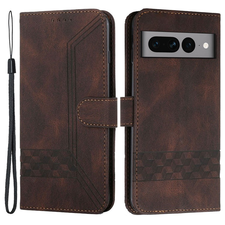 YX0010 Series for Google Pixel 7 Pro 5G Wallet Phone Case Pattern Imprinted Stand PU Leather Magnetic Flip Cover - Coffee